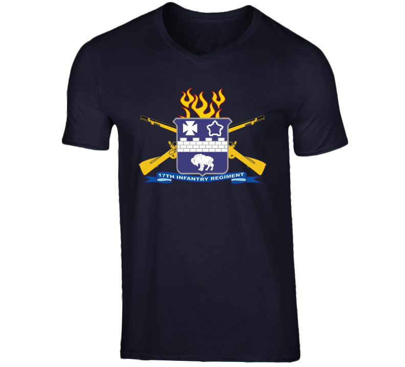 Army - 17th Infantry Regiment W Br - Ribbon V-neck