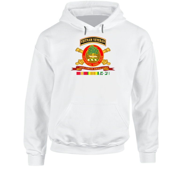 Army - 5th Field Artillery W Br - Ribbon Vn Svc Vet Tab Hoodie
