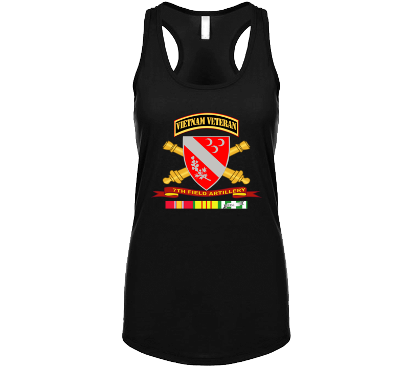 Army - 7th Field Artillery W Br - Ribbon Vn Svc Vet Tab T Shirt