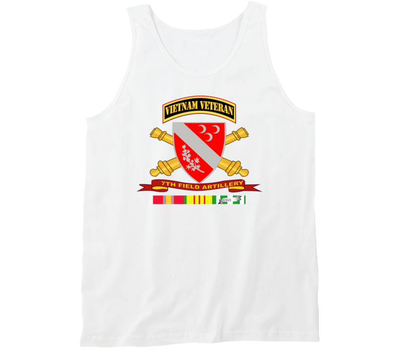 Army - 7th Field Artillery W Br - Ribbon Vn Svc Vet Tab Tanktop