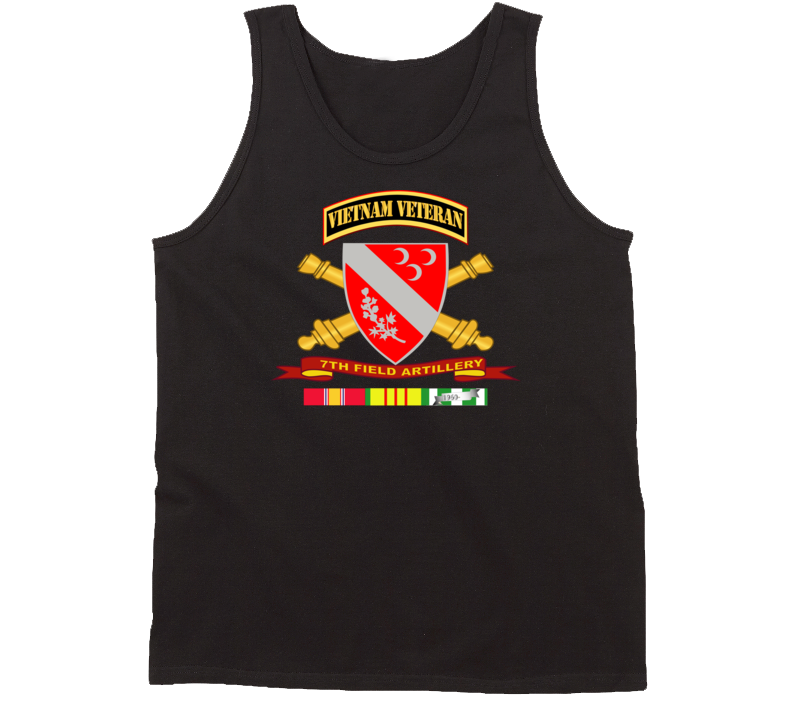 Army - 7th Field Artillery W Br - Ribbon Vn Svc Vet Tab Tanktop