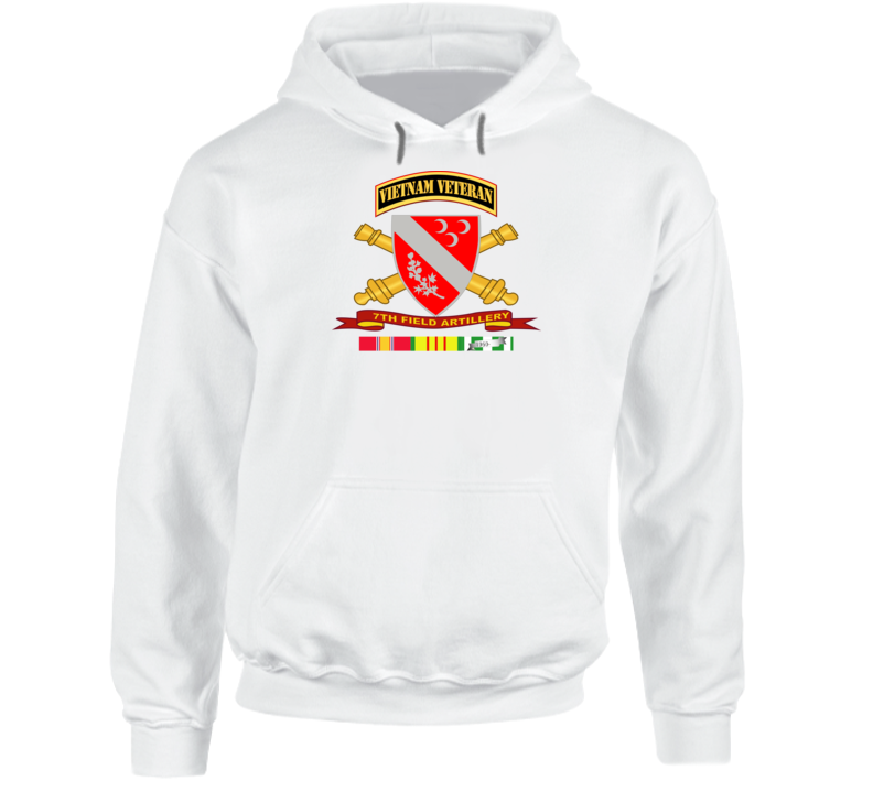 Army - 7th Field Artillery W Br - Ribbon Vn Svc Vet Tab Hoodie