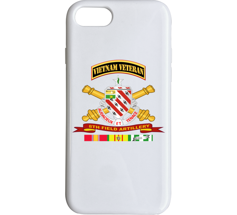 Army - 8th Field Artillery W Br - Ribbon Vn Svc Vet Tab Phone Case