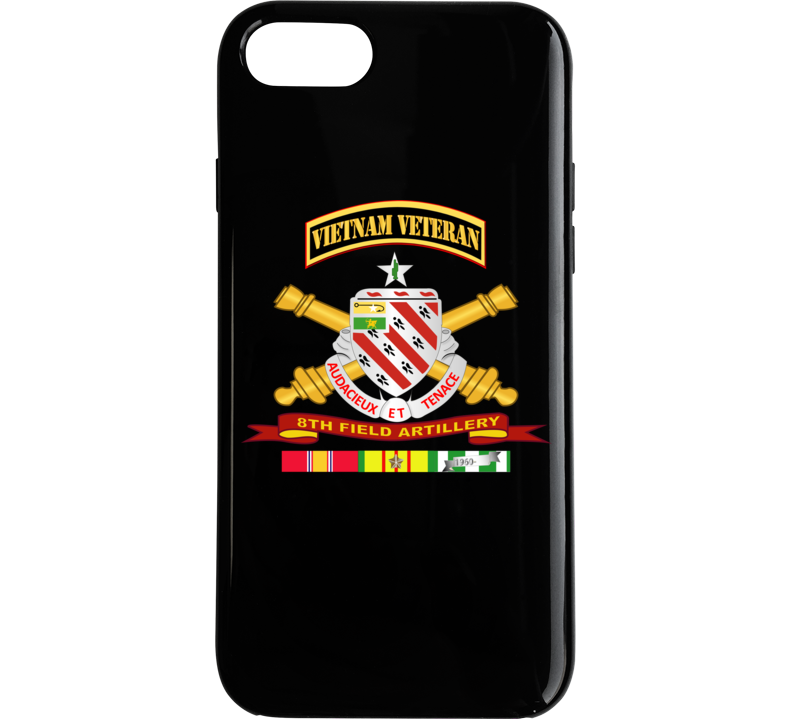 Army - 8th Field Artillery W Br - Ribbon Vn Svc Vet Tab Phone Case