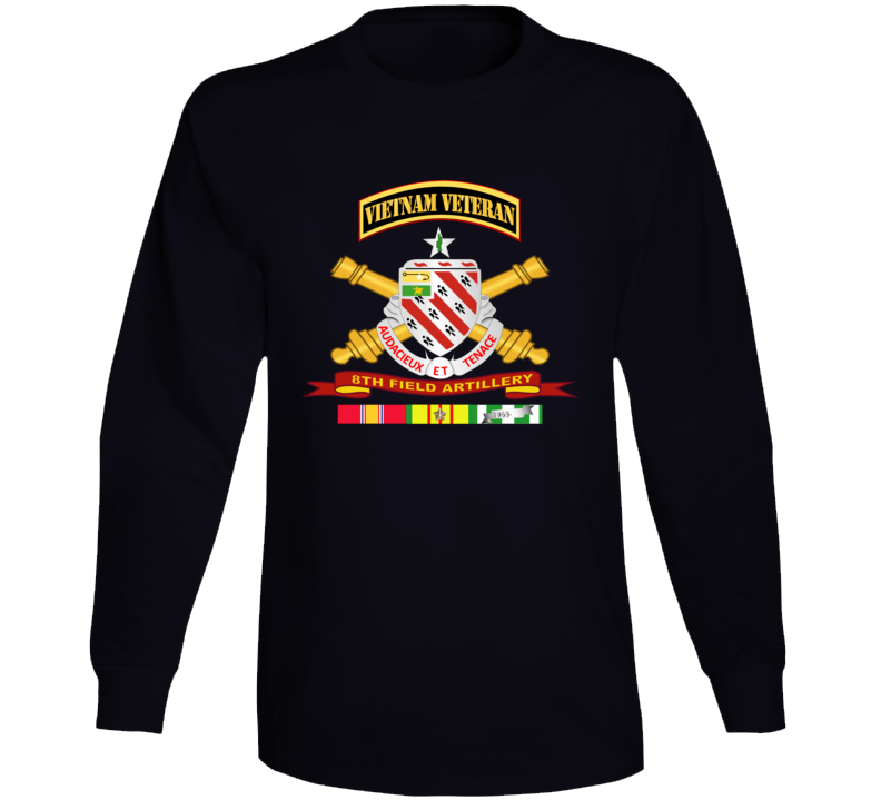 Army - 8th Field Artillery W Br - Ribbon Vn Svc Vet Tab Long Sleeve