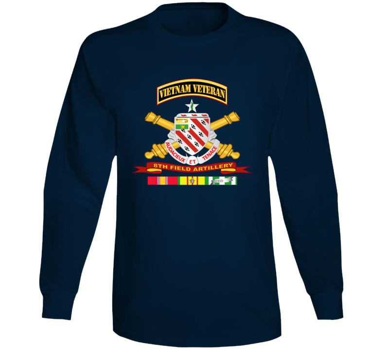 Army - 8th Field Artillery W Br - Ribbon Vn Svc Vet Tab Long Sleeve