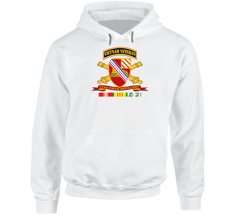 Army - 17th Field Artillery W Br - Ribbon Vn Svc Vet Tab Hoodie
