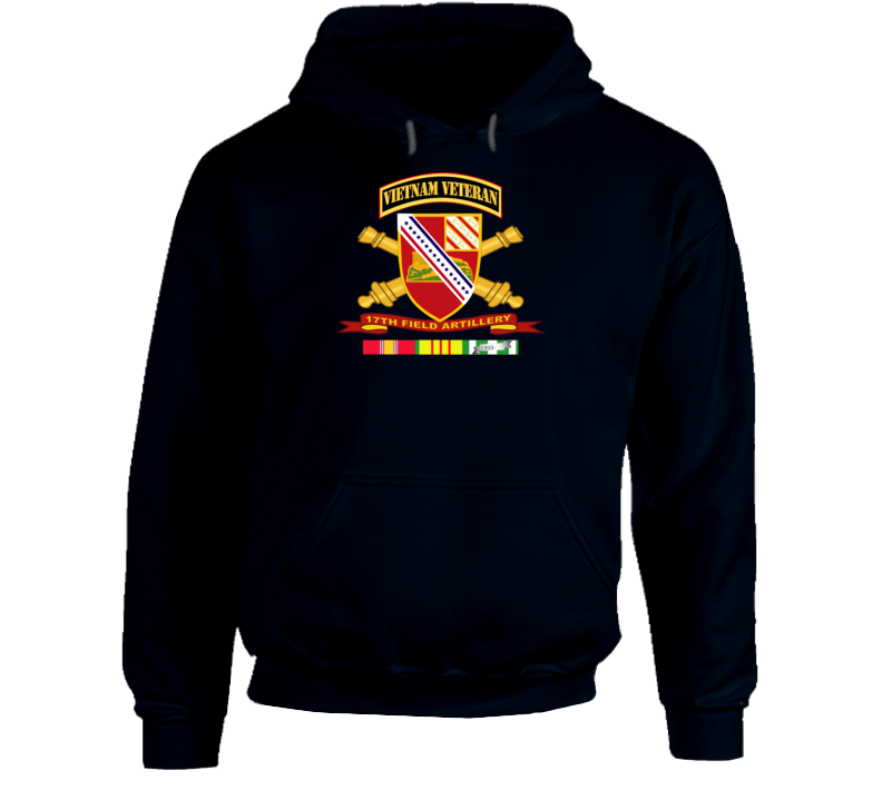 Army - 17th Field Artillery W Br - Ribbon Vn Svc Vet Tab Hoodie