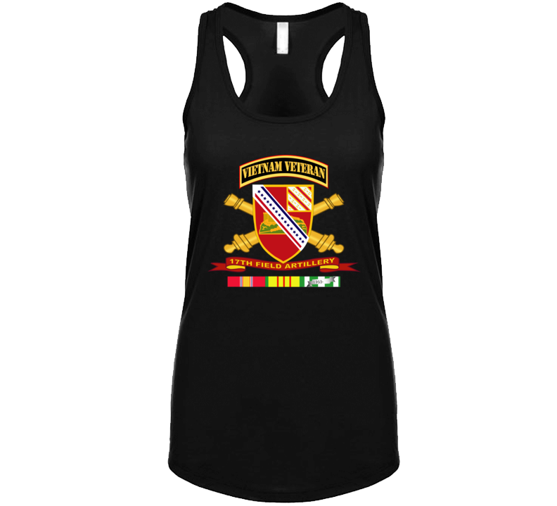 Army - 17th Field Artillery W Br - Ribbon Vn Svc Vet Tab Ladies Tanktop