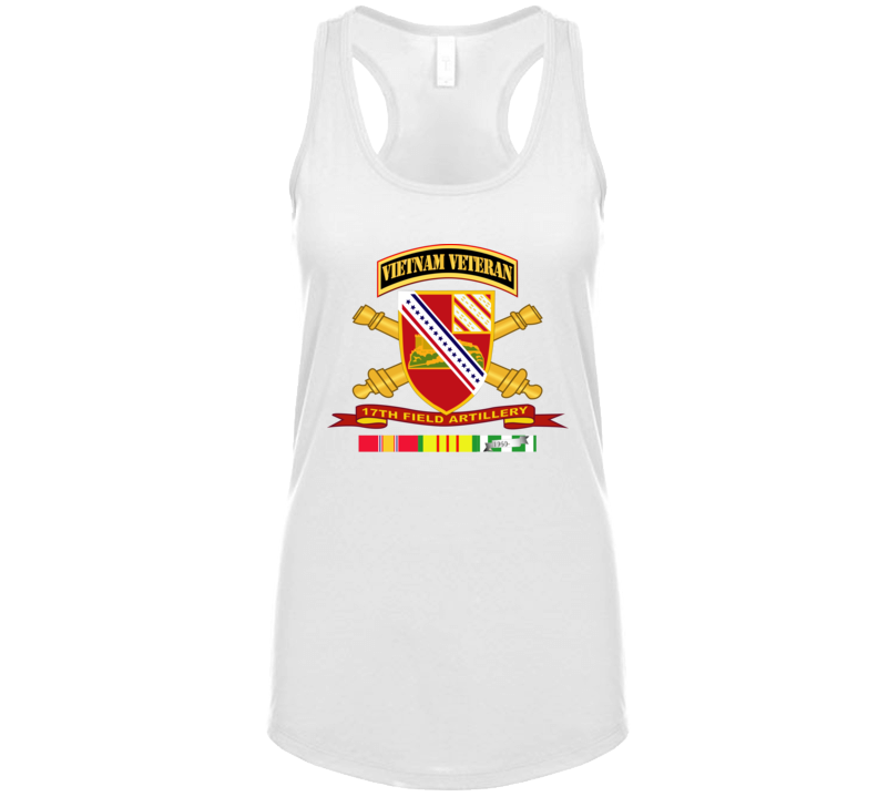 Army - 17th Field Artillery W Br - Ribbon Vn Svc Vet Tab Ladies Tanktop