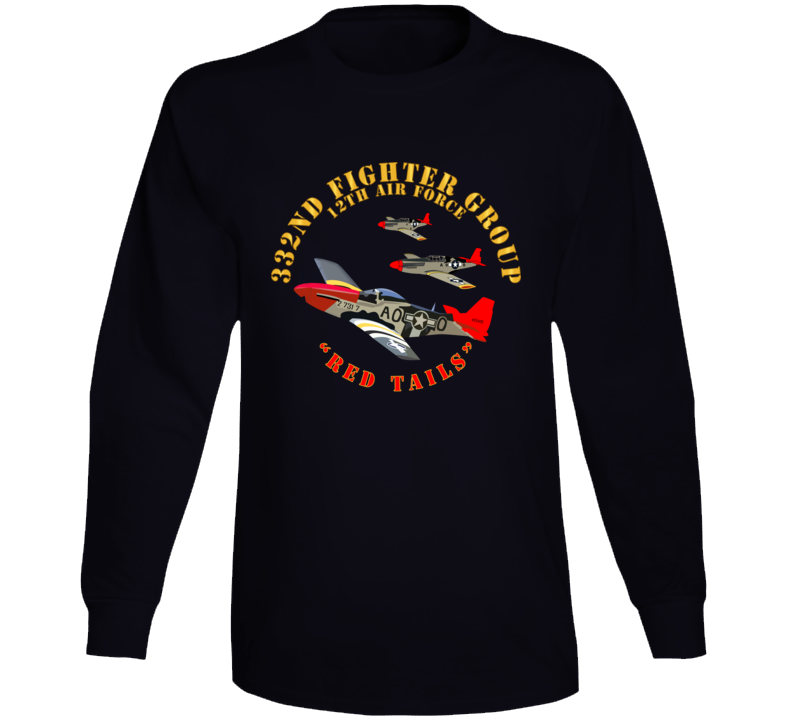Army - Aac - 332nd Fighter Group - 12th Af - Red Tails Long Sleeve