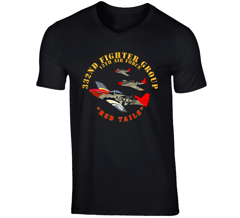 Army - Aac - 332nd Fighter Group - 12th Af - Red Tails T Shirt