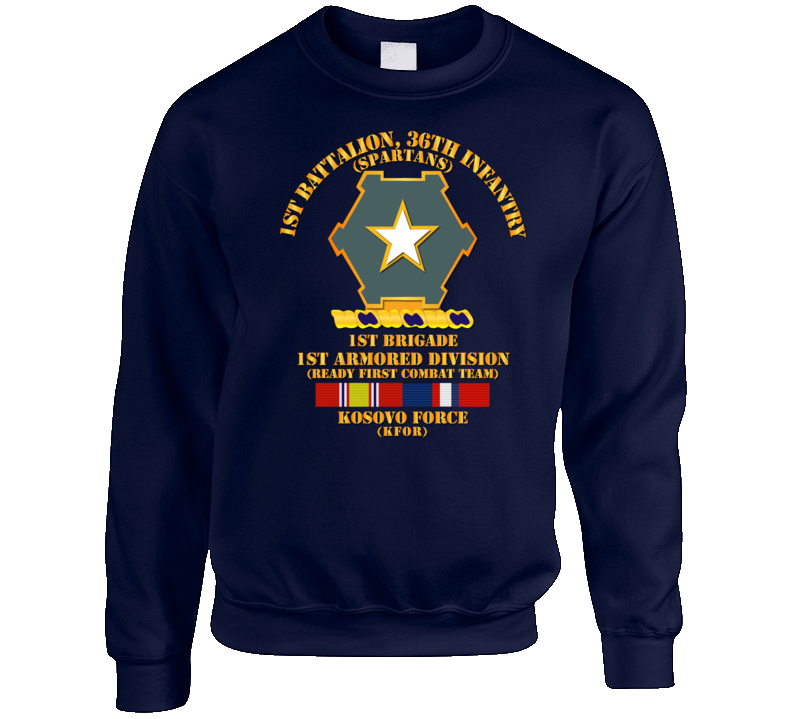 Army - 1st Bn 36th Infantry -  1st Bde - 1st Ar Div - Kosovo W Svc Sweatshirt T Shirt