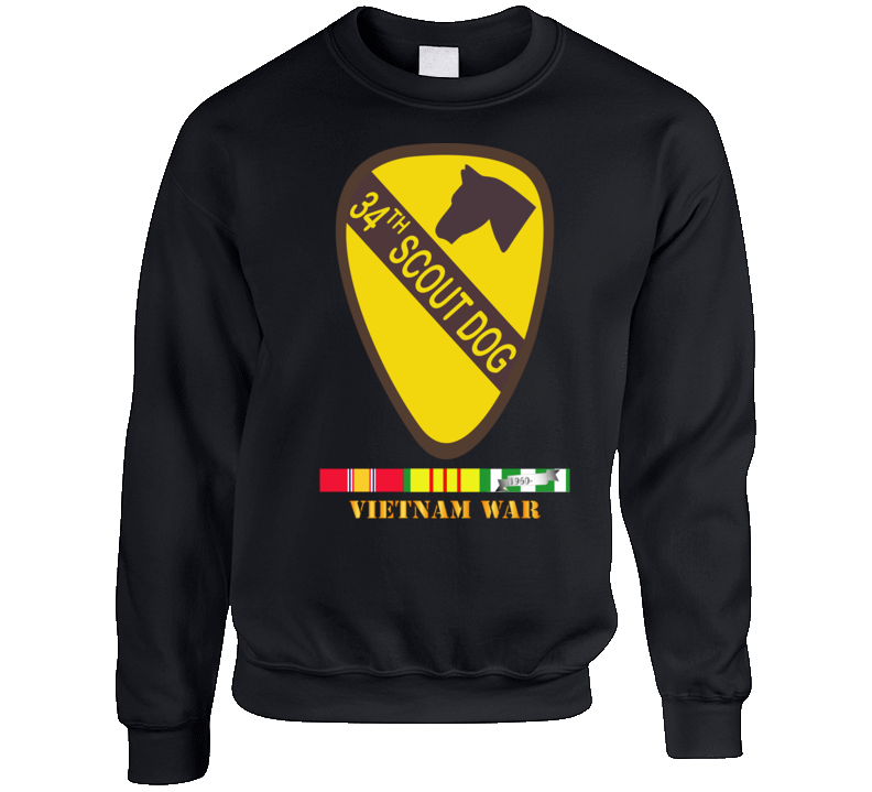 Army - 34th Scout Dog Platoon W Vn Svc Wo Txt Sweat Shirt