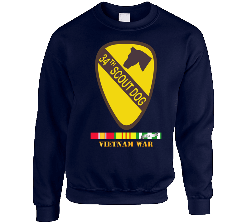 Army - 34th Scout Dog Platoon W Vn Svc Wo Txt Sweat Shirt