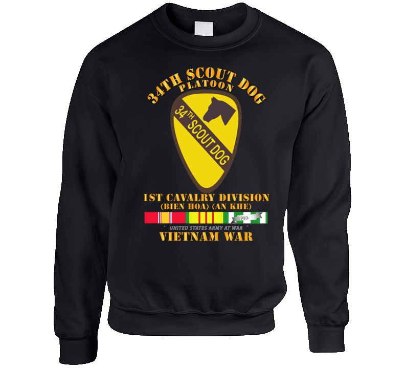 Army - 34th Scout Dog Platoon W Vn Svc Sweat Shirt