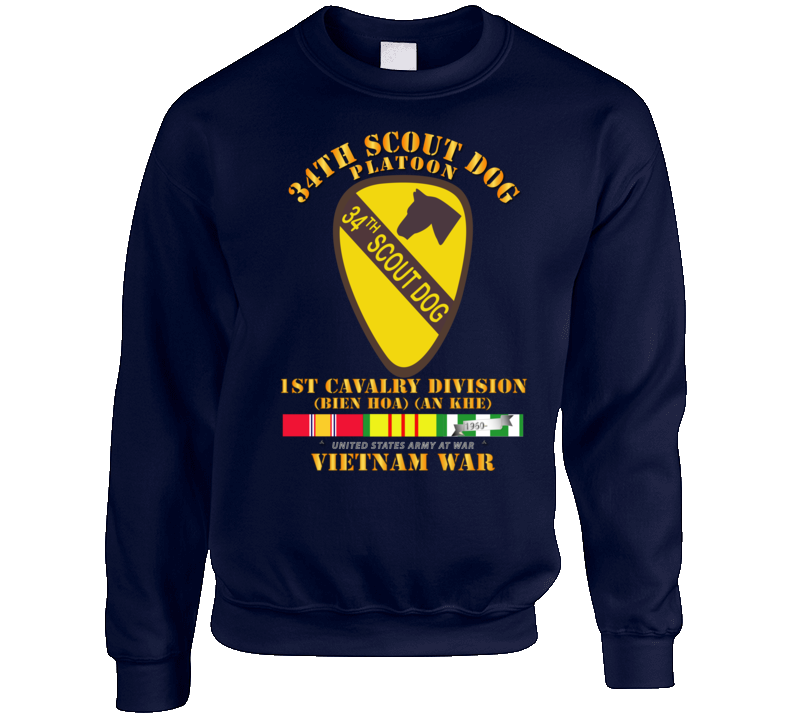 Army - 34th Scout Dog Platoon W Vn Svc Sweat Shirt