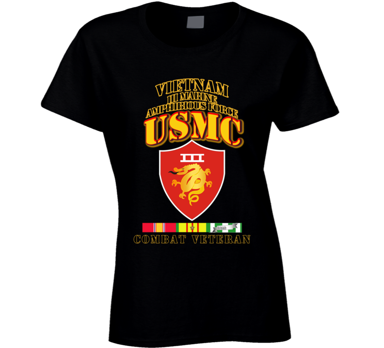 Usmc -  Iii Maf - Combat Vet  W 1 Row Vn Svc Ribbons T Shirt