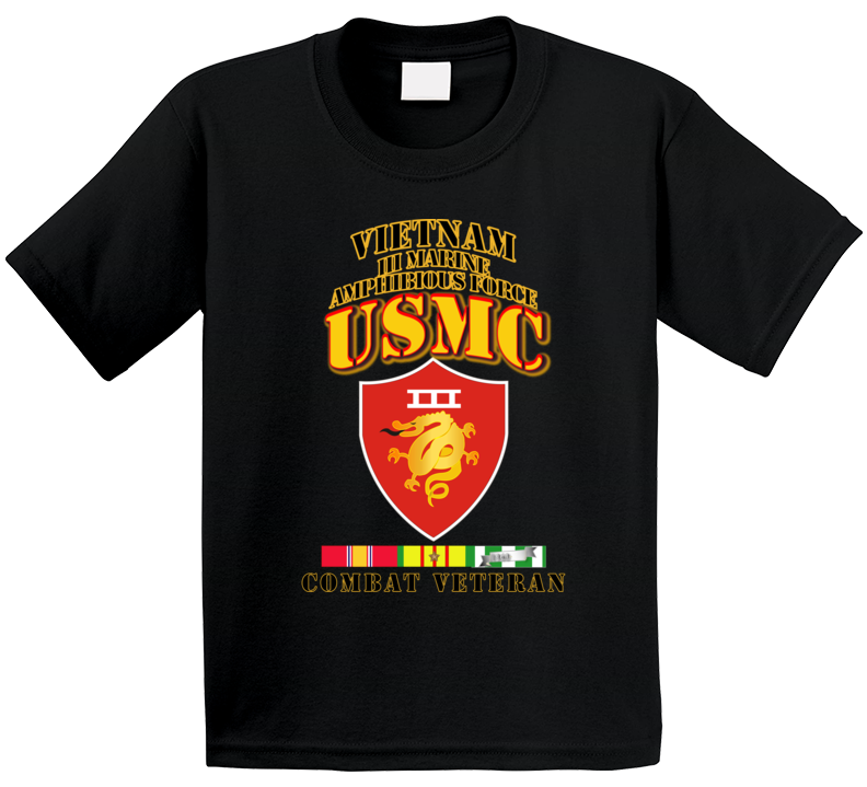 Usmc -  Iii Maf - Combat Vet  W 1 Row Vn Svc Ribbons T Shirt