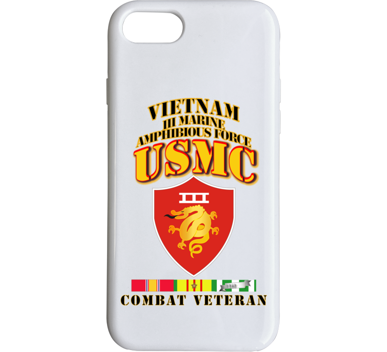 Usmc -  Iii Maf - Combat Vet  W 1 Row Vn Svc Ribbons Phone Case