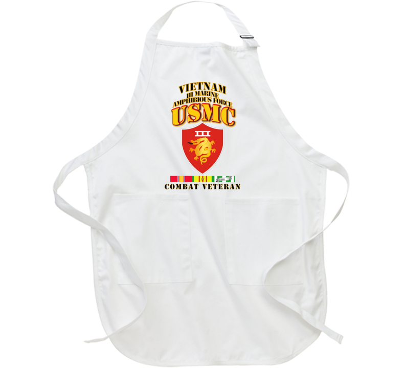 Usmc -  Iii Maf - Combat Vet  W 1 Row Vn Svc Ribbons Apron