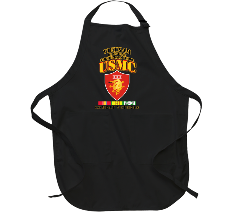 Usmc -  Iii Maf - Combat Vet  W 1 Row Vn Svc Ribbons Apron