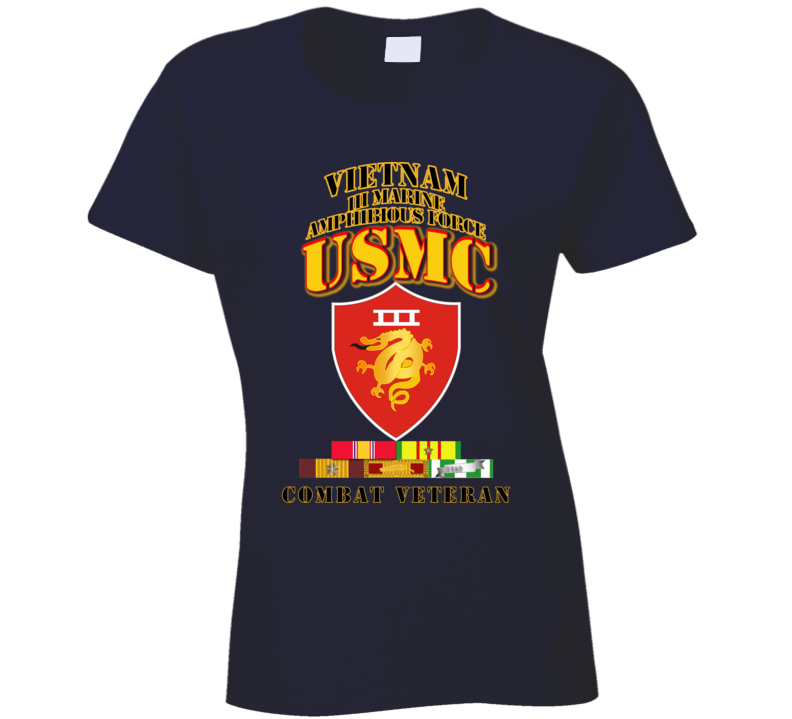 Usmc -  Iii Maf - Combat Vet  W Vn Svc Medals T Shirt