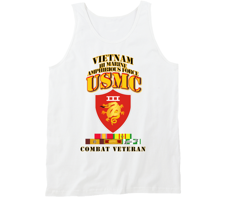 Usmc -  Iii Maf - Combat Vet  W Vn Svc Medals Tanktop