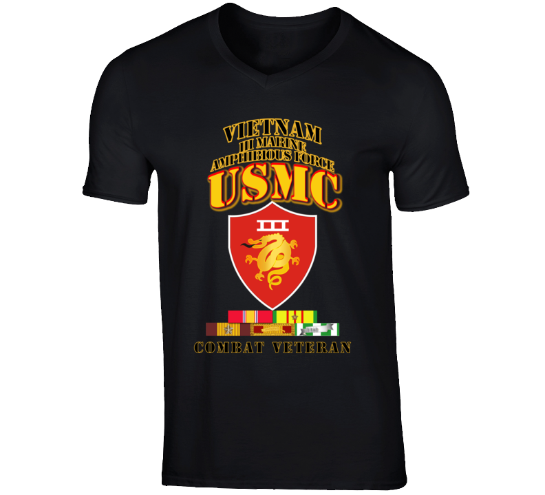 Usmc -  Iii Maf - Combat Vet  W Vn Svc Medals T Shirt