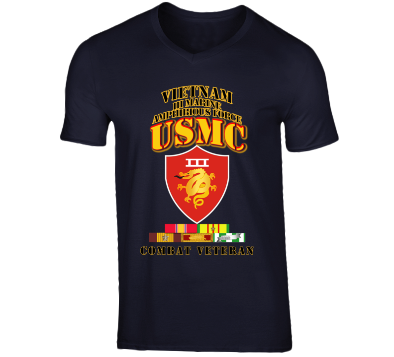 Usmc -  Iii Maf - Combat Vet  W Vn Svc Medals T Shirt