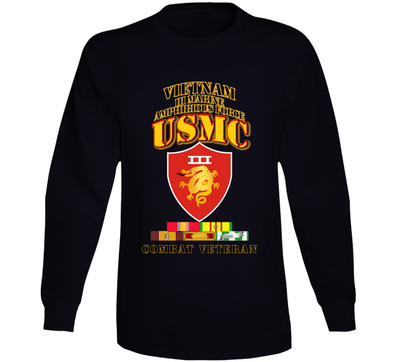Usmc -  Iii Maf - Combat Vet  W Vn Svc Medals Long Sleeve