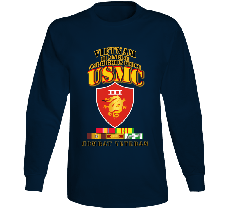 Usmc -  Iii Maf - Combat Vet  W Vn Svc Medals Long Sleeve