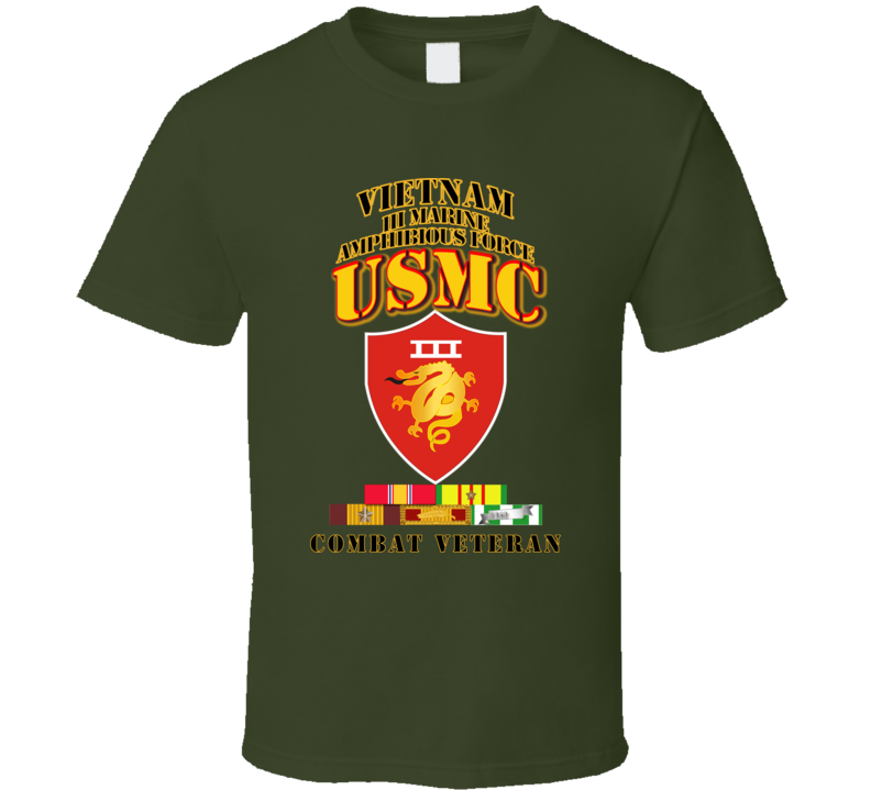 Usmc -  Iii Maf - Combat Vet  W Vn Svc Medals T Shirt