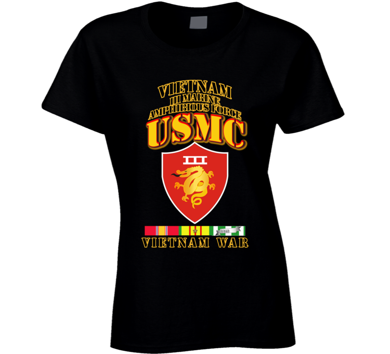 Usmc -  Iii Maf - Vietnam War  W 1 Row Vn Svc Ribbons T Shirt