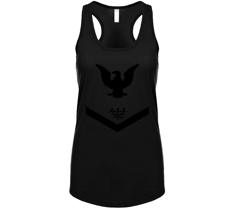 Navy - Rate - Ocean Systems Technician Po3 - Ot - Usn Wo Backgrnd - All Black Ladies Tanktop