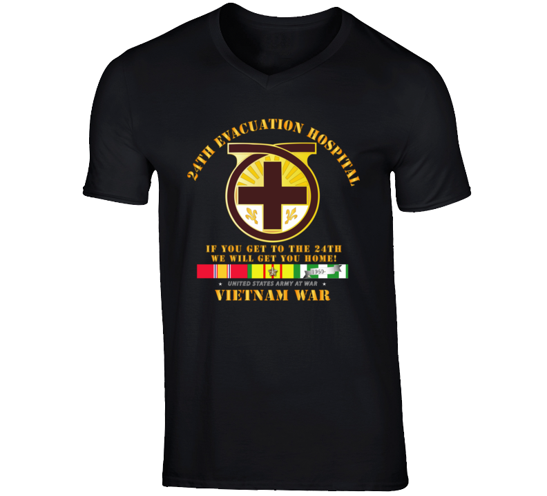 Army - 24th Evacuation Hospital - Get To 24th - W Vietnam Svc V-neck