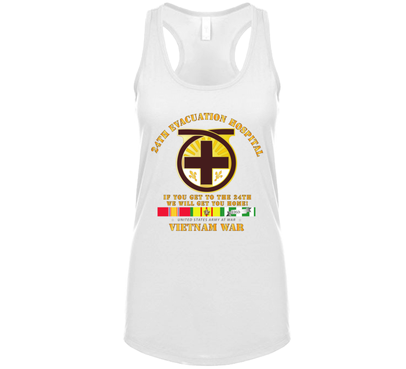 Army - 24th Evacuation Hospital - Get To 24th - W Vietnam Svc Ladies Tanktop
