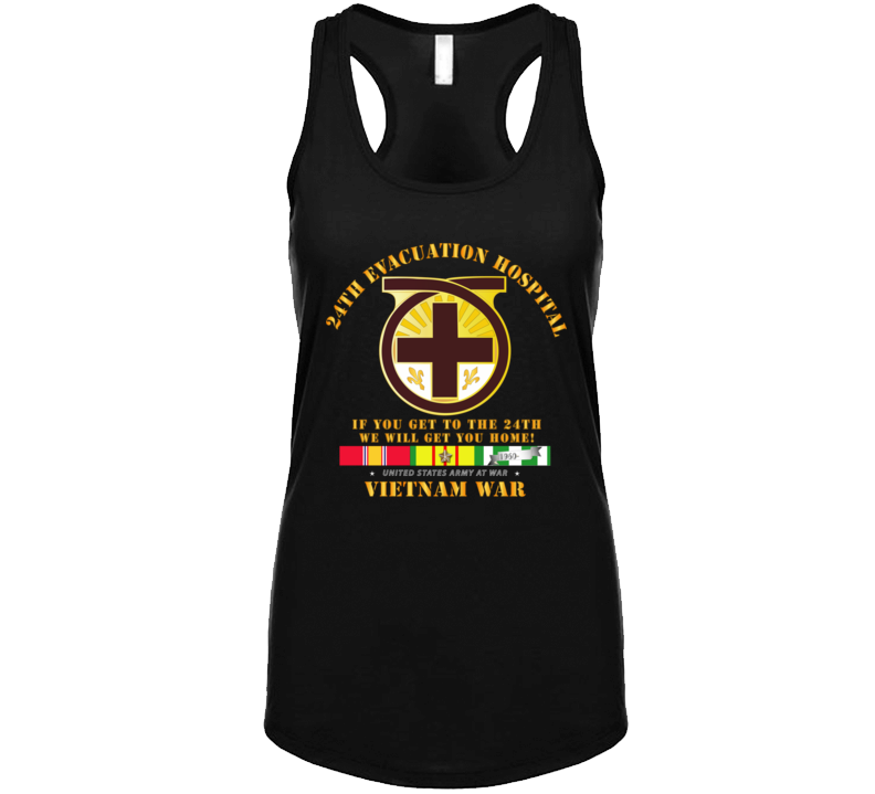 Army - 24th Evacuation Hospital - Get To 24th - W Vietnam Svc Ladies Tanktop