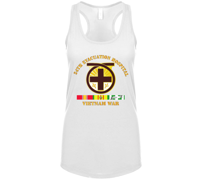 Army - 24th Evacuation Hospital - Vietnam War W  V N Svc Ladies Tanktop