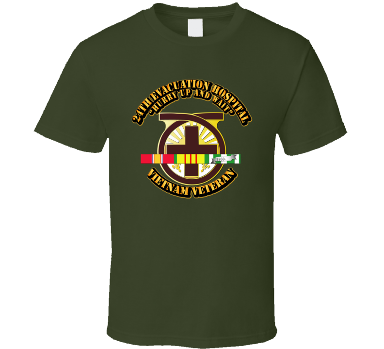 Army - 24th Evacuation Hospital W Svc Ribbon T Shirt