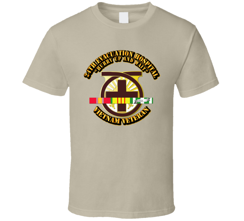 Army - 24th Evacuation Hospital W Svc Ribbon T Shirt