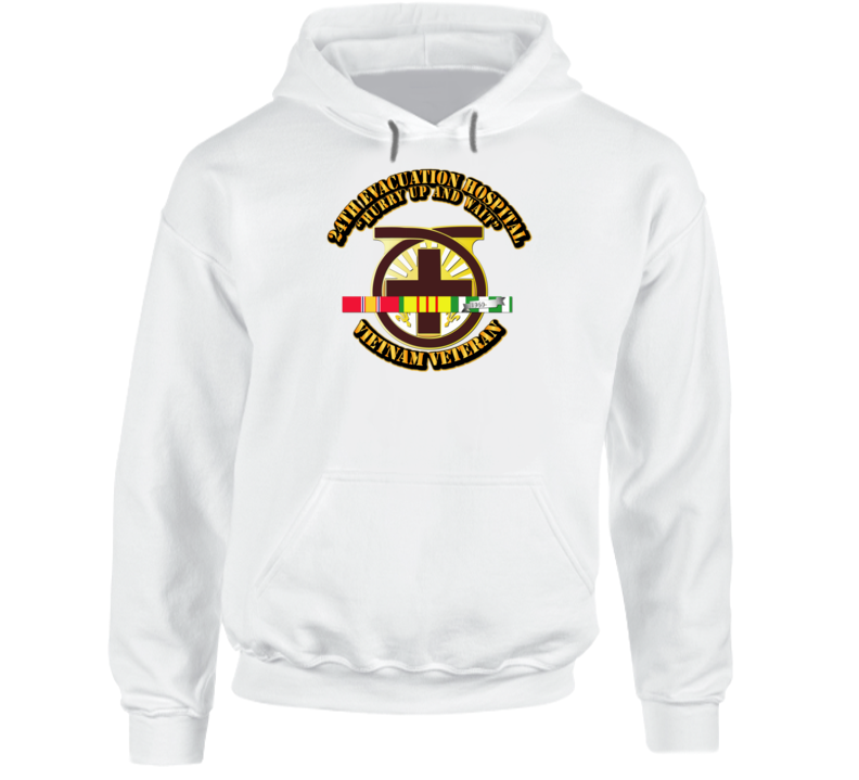 Army - 24th Evacuation Hospital W Svc Ribbon Hoodie