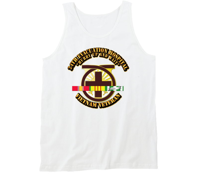 Army - 24th Evacuation Hospital W Svc Ribbon Tanktop