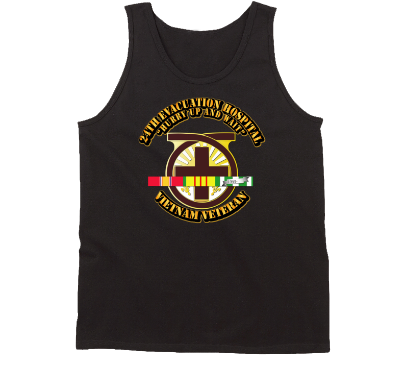 Army - 24th Evacuation Hospital W Svc Ribbon Tanktop