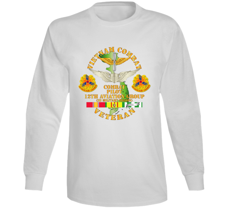 Army - Vietnam Combat Avn Vet W Combat Pilot - 12th  Avn Groupi Mil Region Iii W Svc Long Sleeve