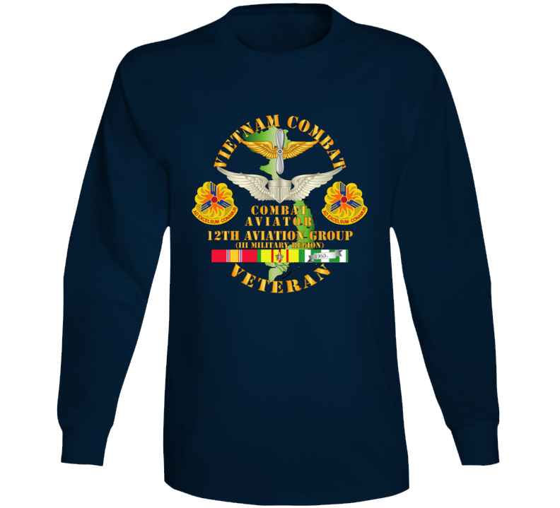 Army - Vietnam Combat Avn Vet W Combat Aviator - 12th  Avn Groupi Mil Region Iii W Svc Long Sleeve