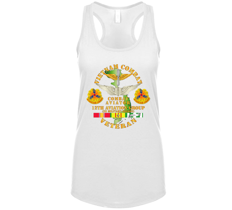 Army - Vietnam Combat Avn Vet W Combat Aviator - 12th  Avn Groupi Mil Region Iii W Svc Ladies Tanktop