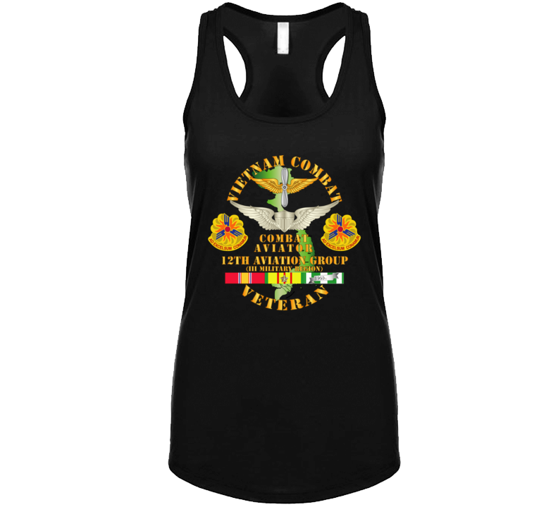Army - Vietnam Combat Avn Vet W Combat Aviator - 12th  Avn Groupi Mil Region Iii W Svc Ladies Tanktop