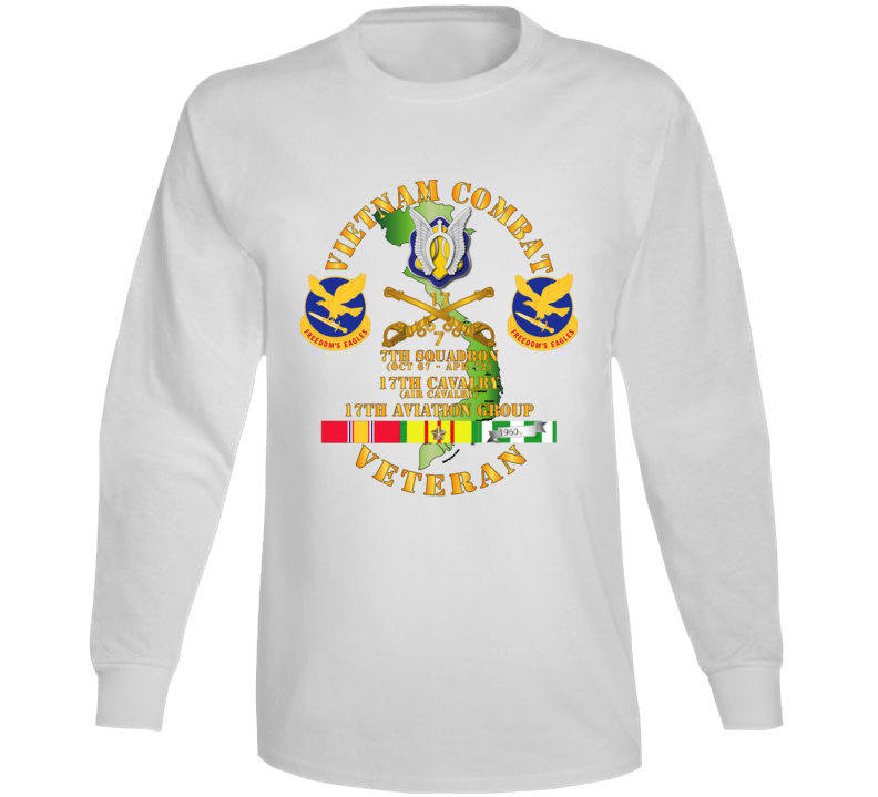 Army - Vietnam Combat Cavalry Vet  W 7th Squadron - 17th Air Cav - 17th Aviation Group Dui W Svc Long Sleeve
