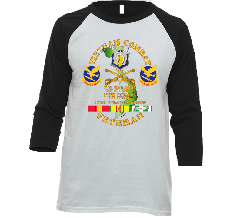 Army - Vietnam Combat Cavalry Vet  W 7th Squadron - 17th Air Cav - 17th Aviation Group Dui W Svc T Shirt